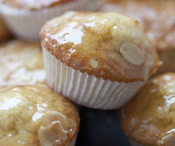 Glazed, freshly baked cupcakes from the pastry chef at Edinburgh cafe Urban Angel